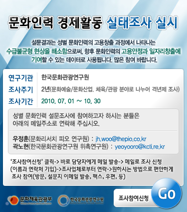 문화인력 경제활동 실태조사 실시