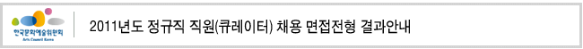 2011년도 정규직 직원(큐레이터) 채용 면접전형 결과안내