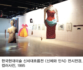 한국현대미술 신세대흐름전 신체와 인식 전시전경, 컬러사진, 1995