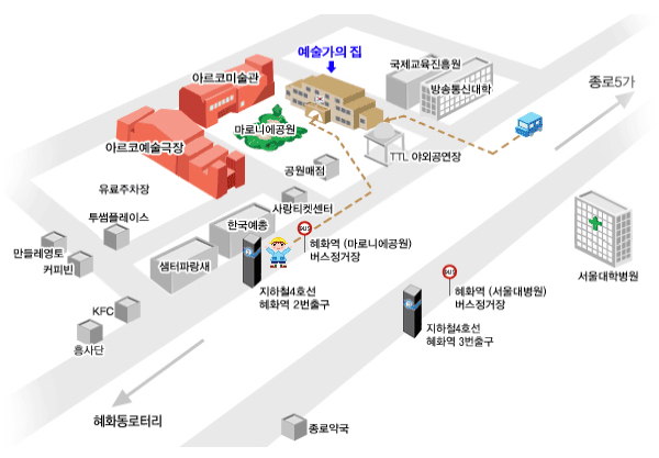 2015년 미술품해외시장개척지원사업 설명회 개최 예술가의 집 3층 다목적홀 (서울시 종로구 동숭길 3)