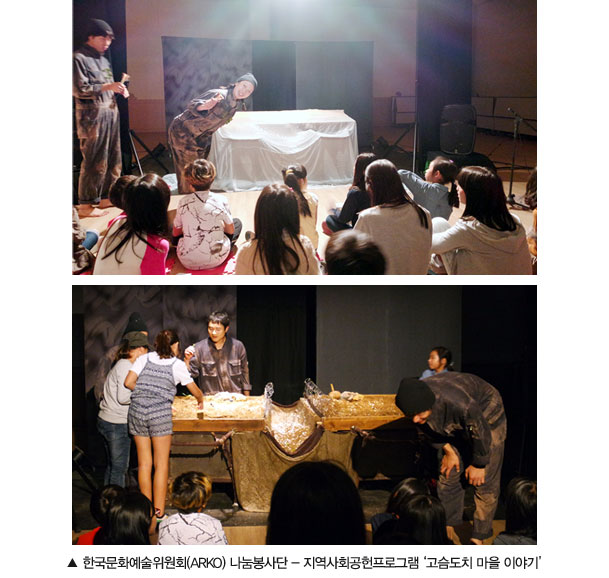 사진설명 : 한국문화예술위원회(ARKO) 나눔봉사단, 지역사회공헌프로그램 고슴도치 마을 이야기