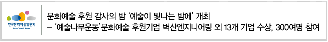 문화예술 후원 감사의 밤, 예술이 빛나는 밤에 개최