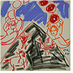 희화뇌신, 32X32cm, 종이 위 색연필, 오일 파스텔, 2002