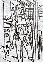 42st, 지하철역(뉴욕), 21.5X12cm, 수채종이 위 연필, 2016