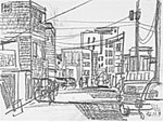 삼선동 동도극장 뒷골목(서울), 28X38cm, 종이 위 연필, 1994