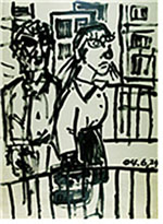 거리에서(베를린), 109X79cm, 종이 위 아크릴릭, 2004