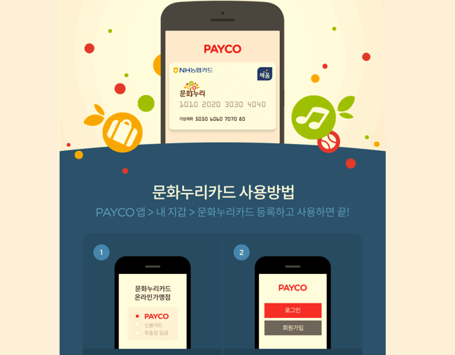 문화누리카드 페이코 결제 안내 포스터