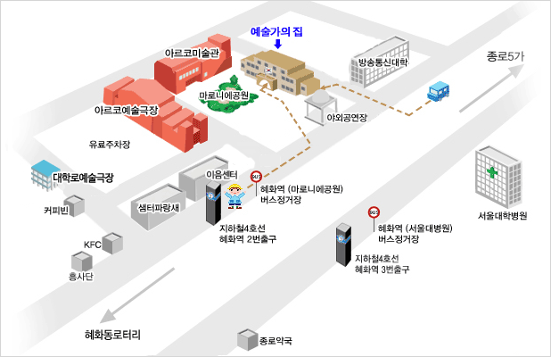 예술가의집 : 서울특별시 종로구 동숭길 3