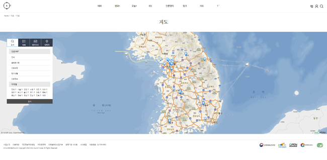 인문360° 누리집 지도 서비스 개시 화면