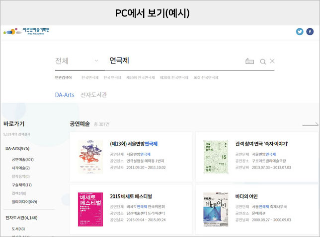 pc에서 보는 통합검색 결과 화면 이미지 예시