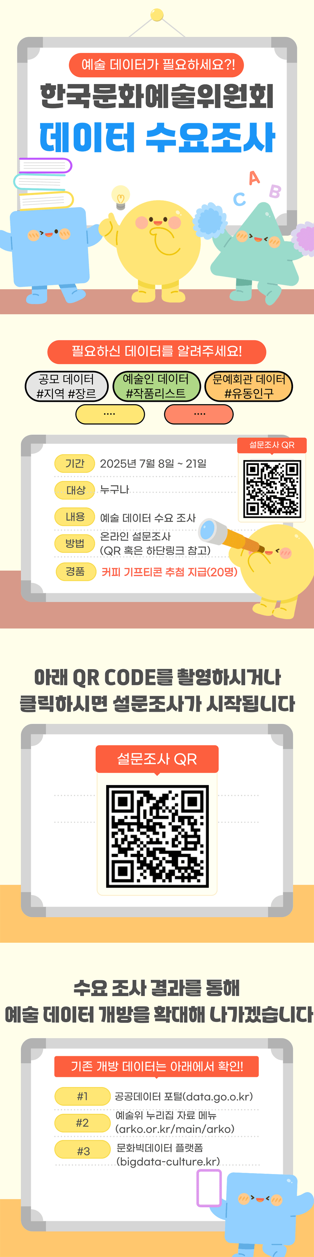 한국문화예술위원회 데이터 수요 조사(자세한 내용 아래 참조)