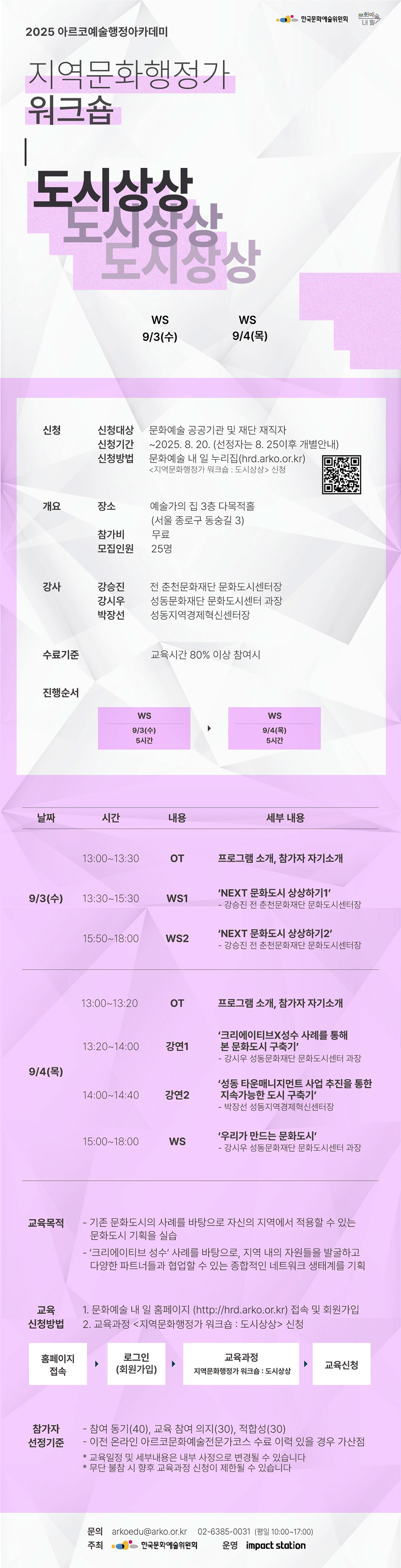 2025 아르코예술행정아카데미 [지역문화행정가 워크숍 : 도시상상](자세한 내용 아래 참조)