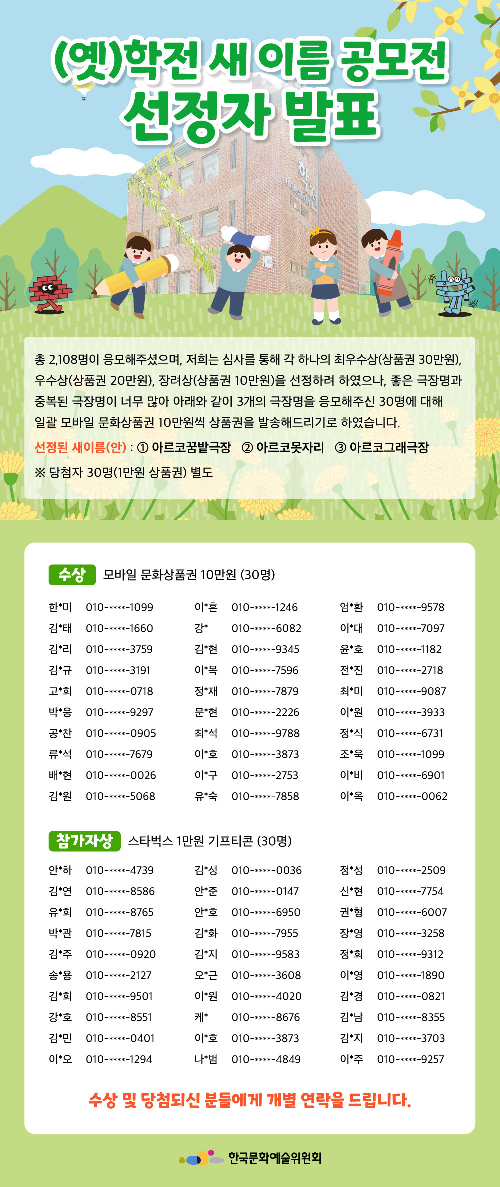 (옛)학전 새 이름 공모전 선정자 발표(자세한 내용 아래 참조)