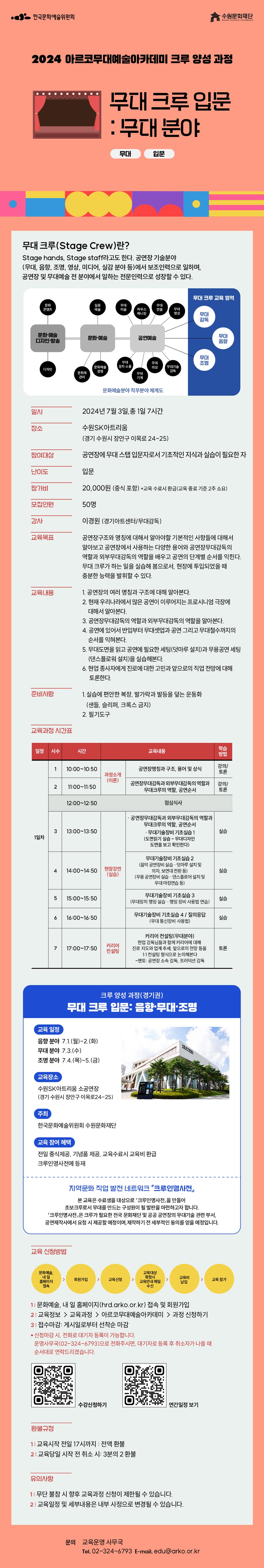 2024 아르코무대예술아카데미 크루 양성 과정 무대 크루 입문 : 무대 분야(무대, 입문)(자세한 내용 아래 참조)