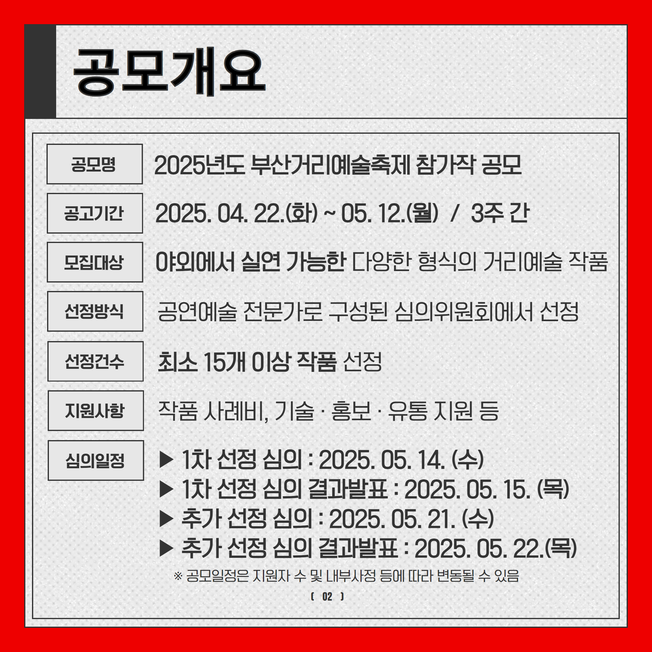 2025년도 부산거리예술축제 참가작 공모 이미지
